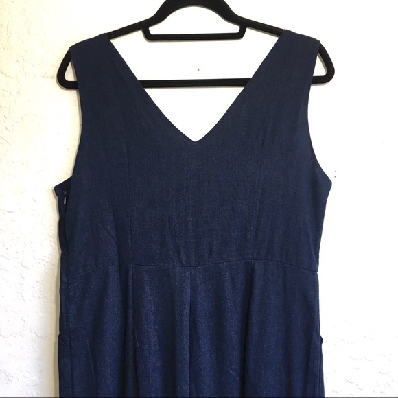 Papillon Button Front V Neck Linen Jumpsuit - Picture 6 of 13